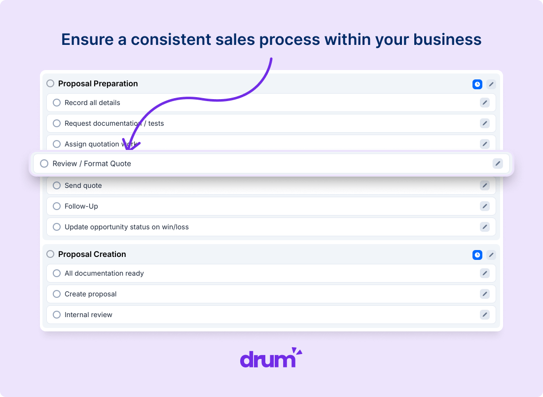 Sales process in Drum